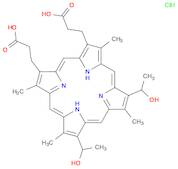 21H,23H-Porphine-2,18-dipropanoic acid, 7,12-bis(1-hydroxyethyl)-3,8,13,17-tetramethyl-, hydrochloride (1:2)