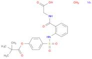 Propanoic acid, 2,2-dimethyl-, 4-[[[2-[[(carboxymethyl)amino]carbonyl]phenyl]amino]sulfonyl]phenyl ester, sodium salt, hydrate (1:1:4)