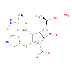 1-Azabicyclo[3.2.0]hept-2-ene-2-carboxylic acid,3-[[(3S,5S)-5-[[(aminosulfonyl)amino]methyl]-3-pyrrolidinyl]thio]-6-[(1R)-1-hydroxyethyl]-4-methyl-7-oxo-, monohydrate, (4R,5S,6S)-