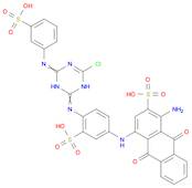 1-amino-4-((4-((6-chloro-4-((3-sulfophenyl)imino)-3,4-dihydro-1,3,5-triazin-2(1H)-ylidene)amino)-3-sulfophenyl)amino)-9,10-dioxo-9,10-dihydroanthracene-2-sulfonic acid