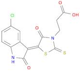 (5Z)-5-(5-Chloro-1,2-dihydro-2-oxo-3H-indol-3-ylidene)-4-oxo-2-thioxo-3-thiazolidinepropanoicacid