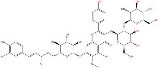 6-Methoxykaemferol-3-O-β-D-glucosyl(1'''→2'')-β-D-glucopyranosyl-(6''''-(E)-caffeoyl)-7-O-β-D-gluc…