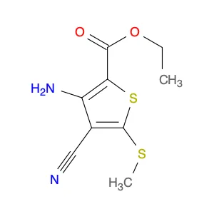 2-Thiophenecarboxylic acid, 3-amino-4-cyano-5-(methylthio)-, ethyl ester