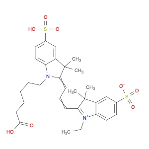 2-(3-(1-(5-Carboxypentyl)-3,3-dimethyl-5-sulfoindolin-2-ylidene)prop-1-en-1-yl)-1-ethyl-3,3-dimeth…