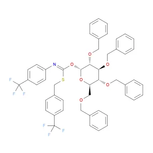 S-4-(Trifluoromethyl)benzyl O-((2R,3R,4S,5R,6R)-3,4,5-tris(benzyloxy)-6-((benzyloxy)methyl)tetrahy…