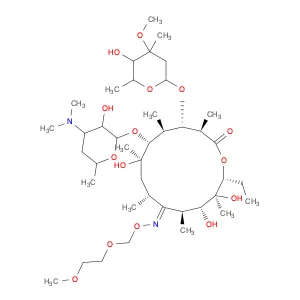 Erythromycin, 9-​[O-​[(2-​methoxyethoxy)​methyl]​oxime]​, (9E)​- (9CI)