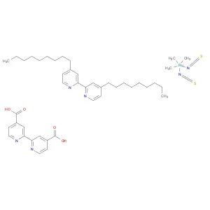 cis-bis(isothiocycanato)-(2,2'-bipyridyl-4,4'-dicarboxylic acid)-(2,2'-bipyridyl-4,4'-dinonyl) rut…