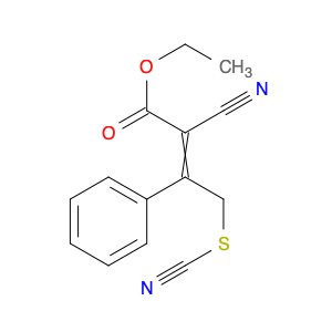 2-Butenoic acid, 2-cyano-3-phenyl-4-thiocyanato-, ethyl ester
