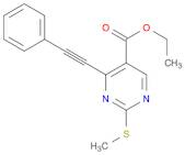 5-Pyrimidinecarboxylic acid, 2-(methylthio)-4-(2-phenylethynyl)-, ethyl ester