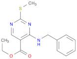 5-Pyrimidinecarboxylic acid, 2-(methylthio)-4-[(phenylmethyl)amino]-, ethyl ester