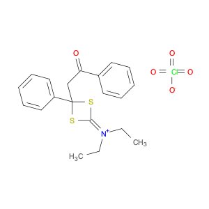 Ethanaminium, N-ethyl-N-(4-(2-oxo-2-phenylethyl)-4-phenyl-1,3-dithietan-2-ylidene)-, perchlorate