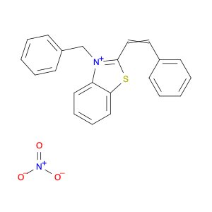 Benzothiazolium, 2-(2-phenylethenyl)-3-(phenylmethyl)-, nitrate (1:1)