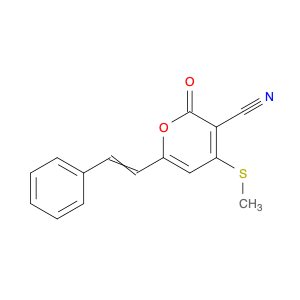 2H-Pyran-3-carbonitrile, 4-(methylthio)-2-oxo-6-(2-phenylethenyl)-