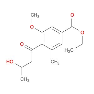 Benzoic acid, 4-(3-hydroxy-1-oxobutyl)-3-methoxy-5-methyl-, ethyl ester