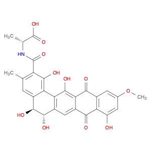 D-Alanine, N-[[(5S,6S)-5,6,8,13-tetrahydro-1,5,6,9,14-pentahydroxy-11-methoxy-3-methyl-8,13-dioxob…
