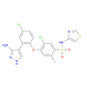 Benzenesulfonamide, 4-[2-(3-amino-1H-pyrazol-4-yl)-4-chlorophenoxy]-5-chloro-2-fluoro-N-4-thiazo...