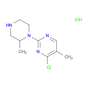 Pyrimidine, 4-chloro-5-methyl-2-(2-methyl-1-piperazinyl)-, hydrochloride (1:1)