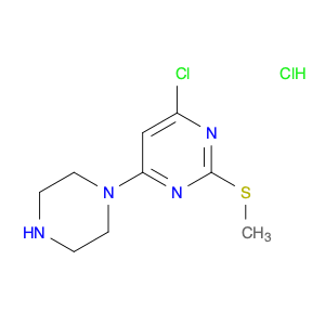 Pyrimidine, 4-chloro-2-(methylthio)-6-(1-piperazinyl)-, hydrochloride (1:1)