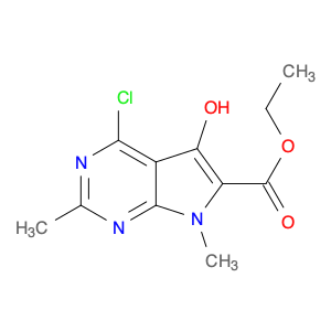 7H-Pyrrolo[2,3-d]pyrimidine-6-carboxylic acid, 4-chloro-5-hydroxy-2,7-dimethyl-, ethyl ester