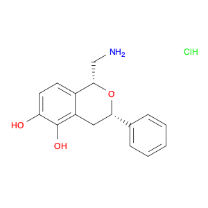 1H-2-Benzopyran-5,6-diol, 1-(aminomethyl)-3,4-dihydro-3-phenyl-, hydrochloride (1:1), (1R,3S)-rel-