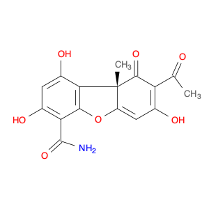 4-Dibenzofurancarboxamide, 8-acetyl-9,9a-dihydro-1,3,7-trihydroxy-9a-methyl-9-oxo-, (9aS)-