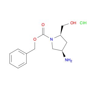 1-Pyrrolidinecarboxylic acid, 4-amino-2-(hydroxymethyl)-, phenylmethyl ester, hydrochloride (1:1),…