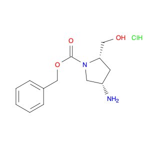 1-Pyrrolidinecarboxylic acid, 4-amino-2-(hydroxymethyl)-, phenylmethyl ester, hydrochloride (1:1),…