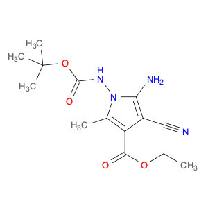 1H-Pyrrole-3-carboxylic acid, 5-amino-4-cyano-1-[[(1,1-dimethylethoxy)carbonyl]amino]-2-methyl-, e…