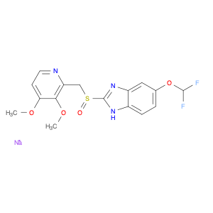 1H-Benzimidazole, 6-(difluoromethoxy)-2-[[(3,4-dimethoxy-2-pyridinyl)methyl]sulfinyl]-, sodium s...