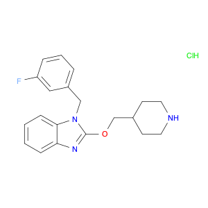 1H-Benzimidazole, 1-[(3-fluorophenyl)methyl]-2-(4-piperidinylmethoxy)-, hydrochloride (1:1)