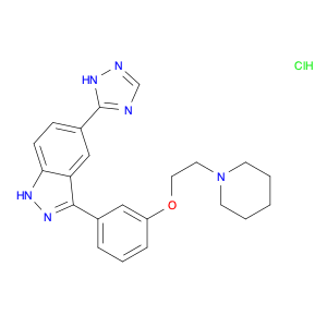 1H-Indazole, 3-[3-[2-(1-piperidinyl)ethoxy]phenyl]-5-(1H-1,2,4-triazol-5-yl)-, hydrochloride (1:1)