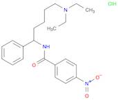 Benzamide, N-[5-(diethylamino)-1-phenylpentyl]-4-nitro-, hydrochloride (1:1)