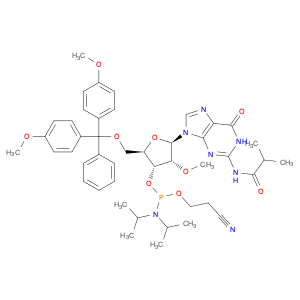 Guanosine, 5'-O-[bis(4-methoxyphenyl)phenylmethyl]-2'-O-methyl-N-(2-methyl-1-oxopropyl)-, 3'-[2-...