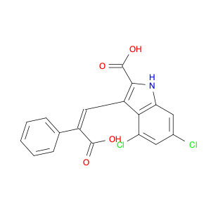 1H-Indole-2-carboxylic acid, 3-[(1E)-2-carboxy-2-phenylethenyl]-4,6-dichloro-