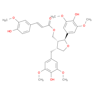 2-Propenoic acid, 3-(4-hydroxy-3-methoxyphenyl)-, [(2S,3R,4R)-tetrahydro-2-(4-hydroxy-3,5-dimethox…