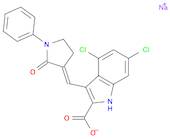 1H-Indole-2-carboxylic acid, 4,6-dichloro-3-[(E)-(2-oxo-1-phenyl-3-pyrrolidinylidene)methyl]-, sod…