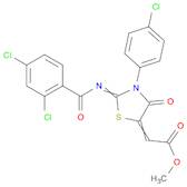 Acetic acid, 2-[3-(4-chlorophenyl)-2-[(2,4-dichlorobenzoyl)imino]-4-oxo-5-thiazolidinylidene]-, me…