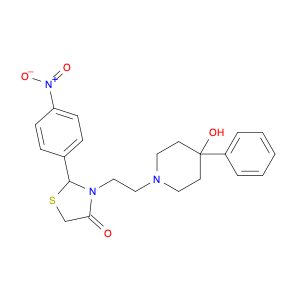 4-Thiazolidinone, 3-[2-(4-hydroxy-4-phenyl-1-piperidinyl)ethyl]-2-(4-nitrophenyl)-