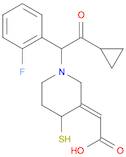 Acetic acid, 2-[1-[2-cyclopropyl-1-(2-fluorophenyl)-2-oxoethyl]-4-mercapto-3-piperidinylidene]-, (…