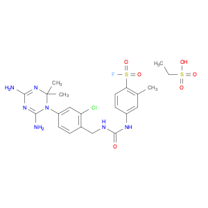 Ethanesulfonic acid, compd. with 4-[[[[[2-chloro-4-(4,6-diamino-2,2-dimethyl-1,3,5-triazin-1(2H)...