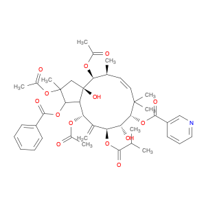 3-Pyridinecarboxylic acid, (2R,3R,3aS,4R,6S,7S,8S,10E,12S,13S,13aR)-2,4,13-tris(acetyloxy)-3-(benz…