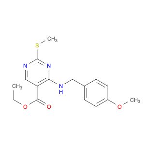 5-Pyrimidinecarboxylic acid, 4-[[(4-methoxyphenyl)methyl]amino]-2-(methylthio)-, ethyl ester