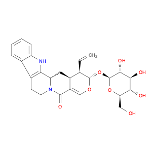 5H-Indolo[2,3-a]pyrano[3,4-g]quinolizin-5-one, 1-ethenyl-2-(β-D-glucopyranosyloxy)-1,2,7,8,13,13b,…