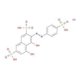 2,7-Naphthalenedisulfonic acid, 4,5-dihydroxy-3-[2-(4-sulfophenyl)diazenyl]-, sodium salt (1:3)