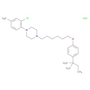 Piperazine, 1-(2-chloro-4-methylphenyl)-4-[6-[4-(1,1-dimethylpropyl)phenoxy]hexyl]-, hydrochloride…