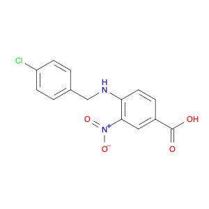 Benzoic acid, 4-[[(4-chlorophenyl)methyl]amino]-3-nitro-