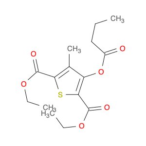 2,5-Thiophenedicarboxylic acid, 3-methyl-4-(1-oxobutoxy)-, diethyl ester