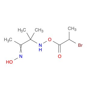 2-Butanone, 3-[(2-bromo-1-oxopropoxy)amino]-3-methyl-, 2-oxime