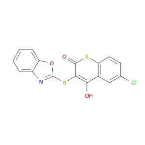 2H-1-Benzothiopyran-2-one, 3-(2-benzoxazolylthio)-6-chloro-4-hydroxy-