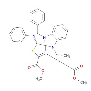 1-ETHYL-1,3-DIHYDRO-2'-(PHENYLIMINO)-3-BENZYL-SPIRO[2H-BENZO[D]IMIDAZOLE-2,3'(2'H)-THIOPHENE]-4',5…